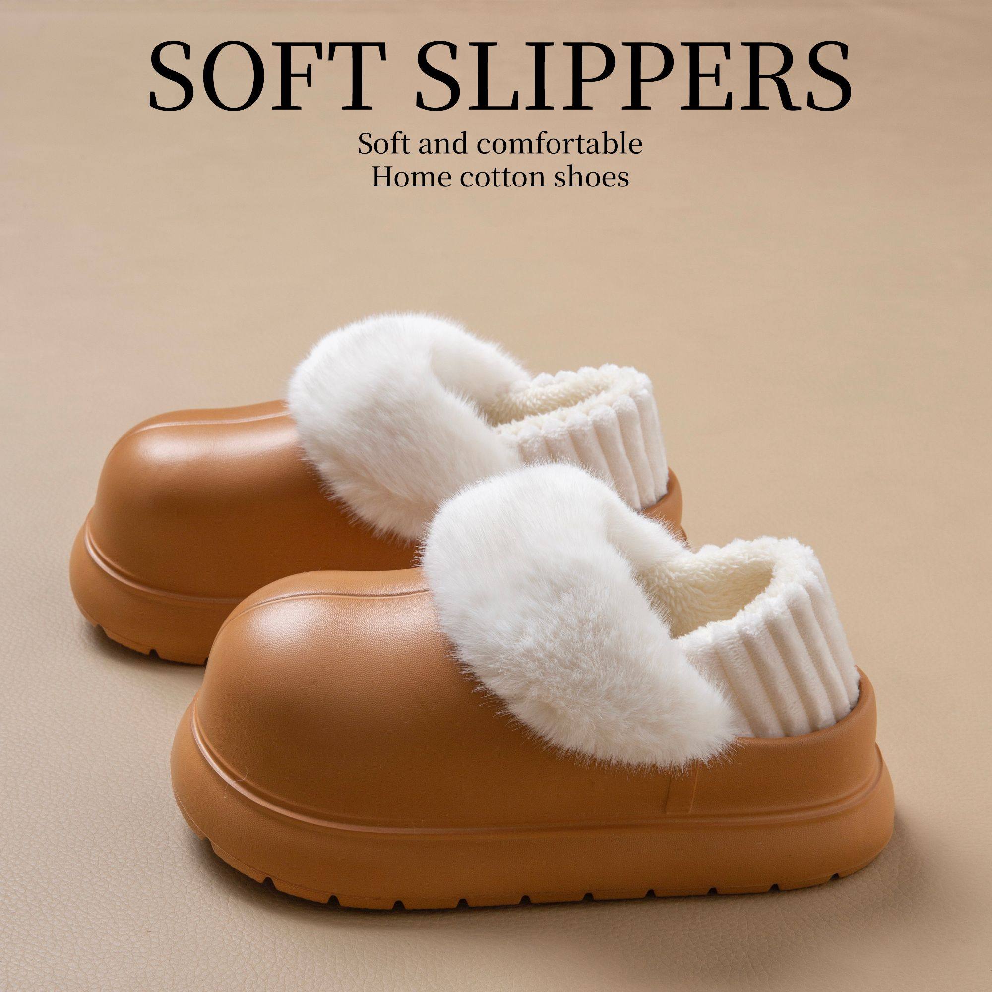 防水棉拖鞋女款秋冬季包跟厚底防滑可拆卸加厚保暖棉拖女外穿