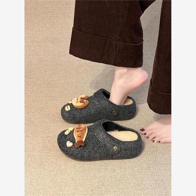 可爱风卡通毛呢勃肯鞋女