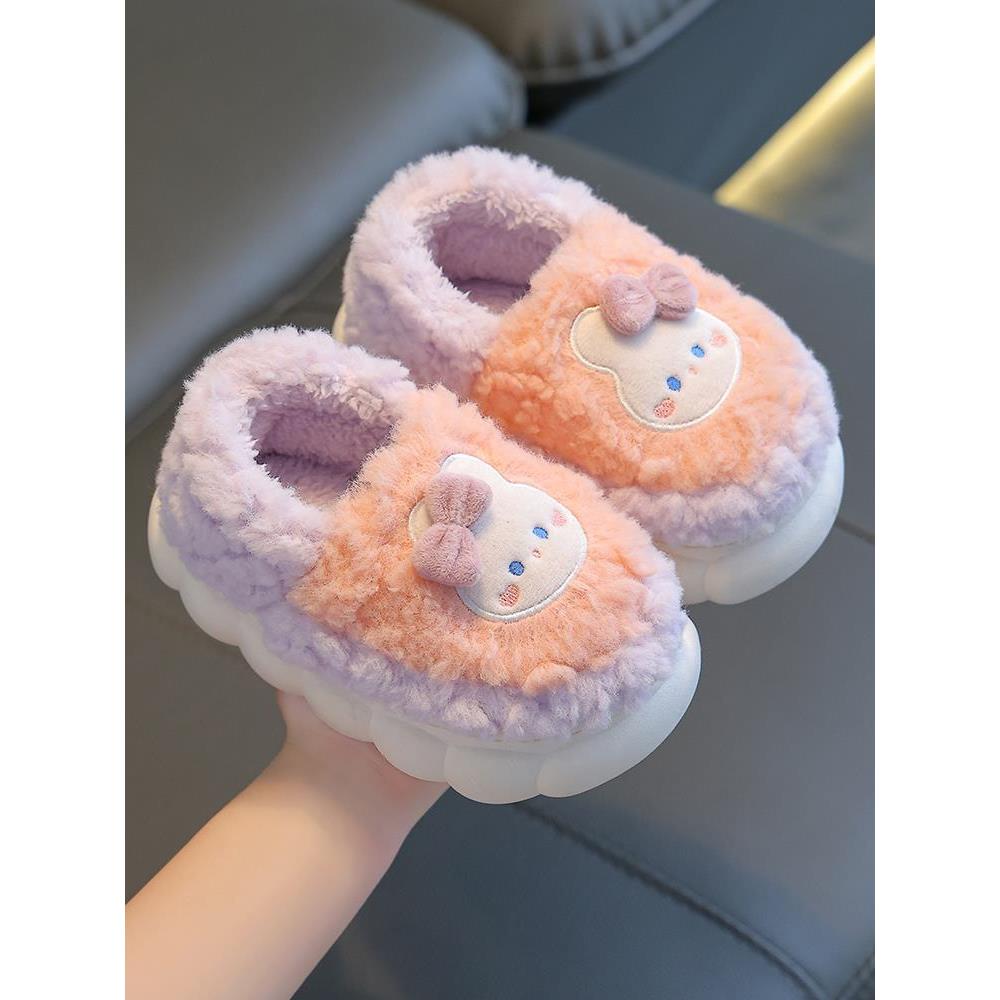 儿童棉鞋冬女童包跟居家保暖加绒毛毛亲子男童厚底防滑宝宝棉拖鞋