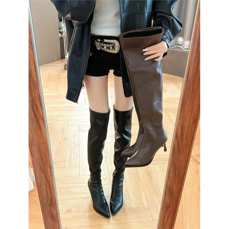 辣妹显瘦不过膝尖头细跟高跟靴女2026新时尚显瘦高筒靴过膝时装靴,女鞋,时装靴,淘宝优惠券,粉丝福利购,淘宝优惠卷