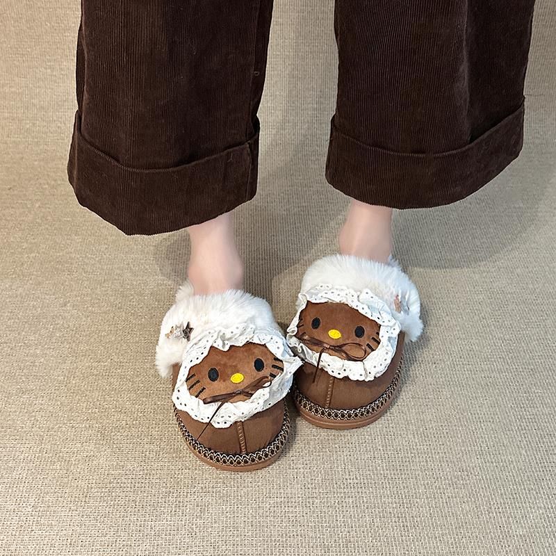 可爱卡通毛毛半包拖鞋女