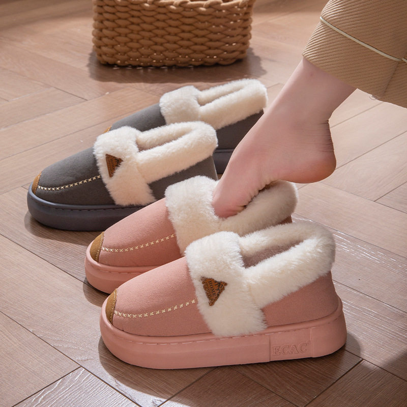 2025新款包跟棉拖鞋女冬季情侣居家用外穿防滑保暖麂皮绒拖鞋男士