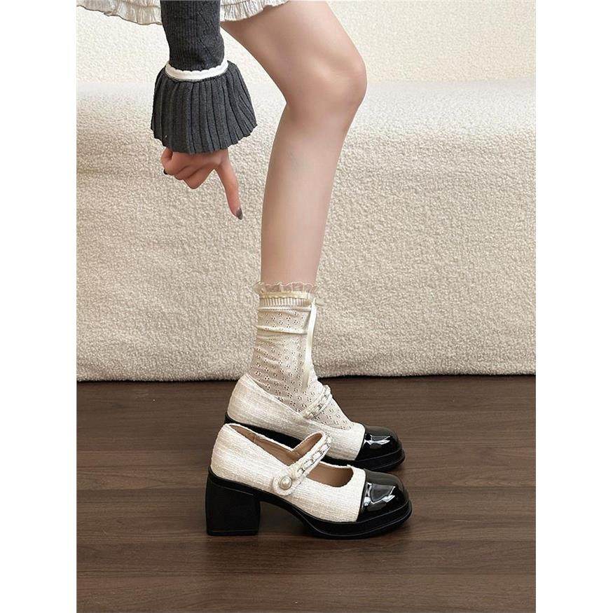 法式小香风甜美风玛丽珍鞋女2025春季新款法式粗跟一字扣浅口单鞋,女鞋,玛丽珍鞋,淘宝优惠券,粉丝福利购,淘宝优惠卷