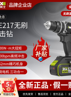 威克士WE217锂电无刷冲击钻100牛米大功率钻孔打墙手电钻电动工具