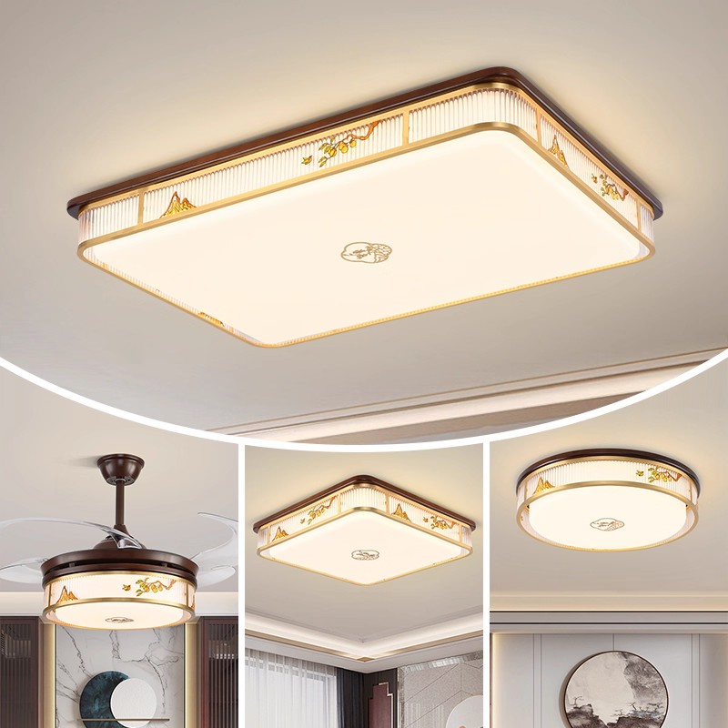 石狮如意新款中国风实木吸顶灯