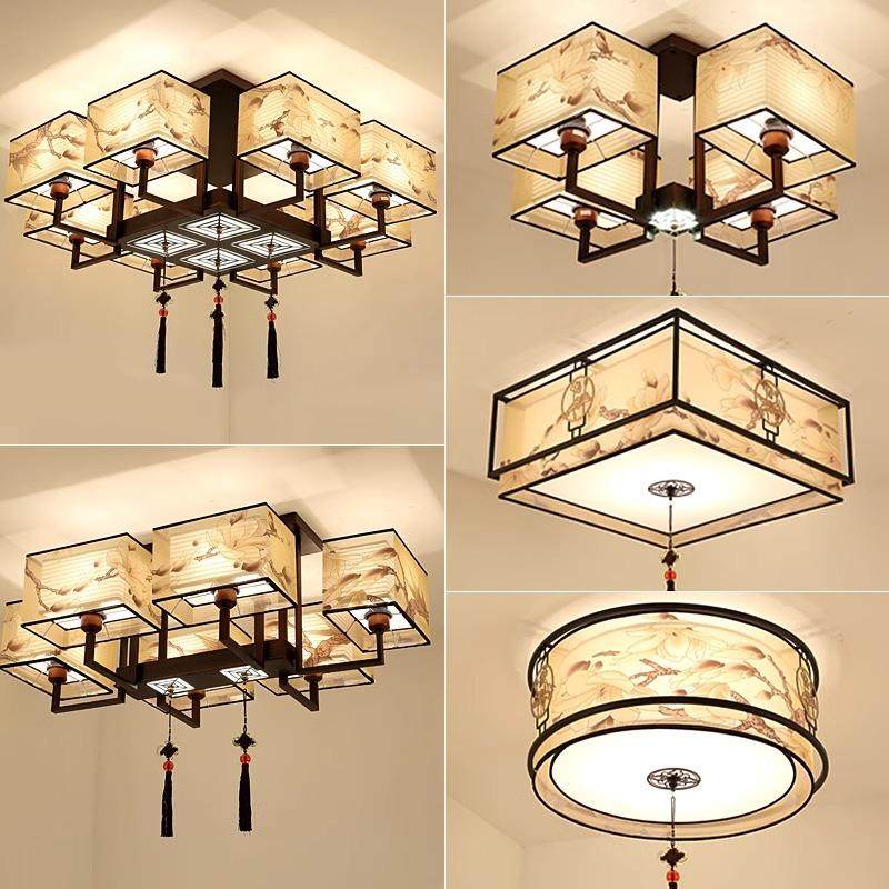 新中式吸顶灯中国风布艺长方形客厅灯圆形禅意卧室饭厅灯2024新款,家装灯饰光源,客厅吸顶灯,淘宝优惠券,粉丝福利购,淘宝优惠卷
