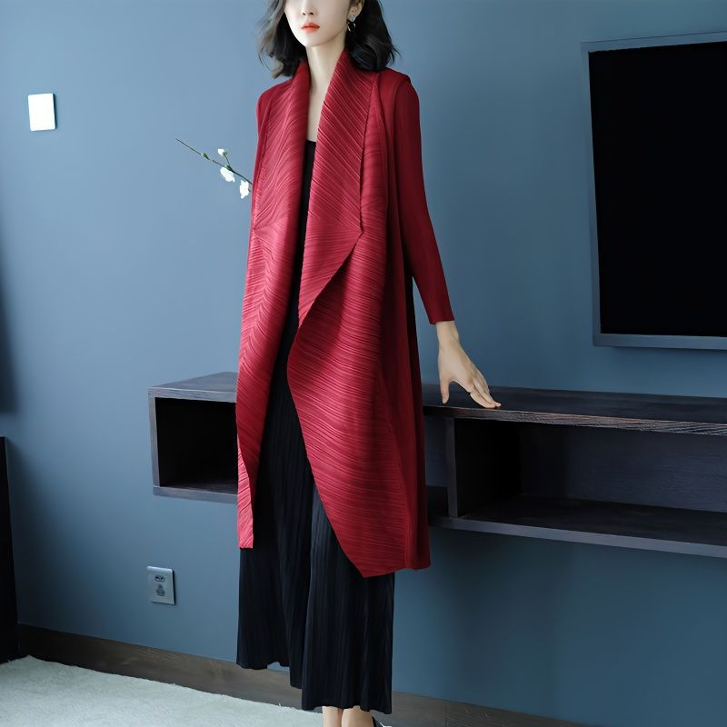 宅褶皱2025新款春秋大码中长款风衣设计感小众气质高级感外 801