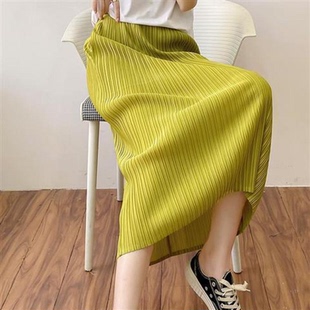 新款 包臀裙半身 半裙 修身 003 PP系列纯色中长款 宅褶皱2025夏季