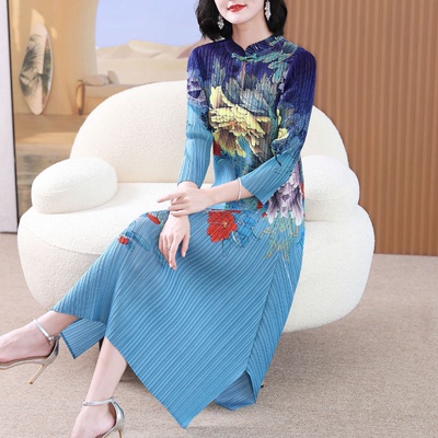 新中式连衣裙2025妈妈秋装新款气质减龄改良旗袍大码女装印花 072