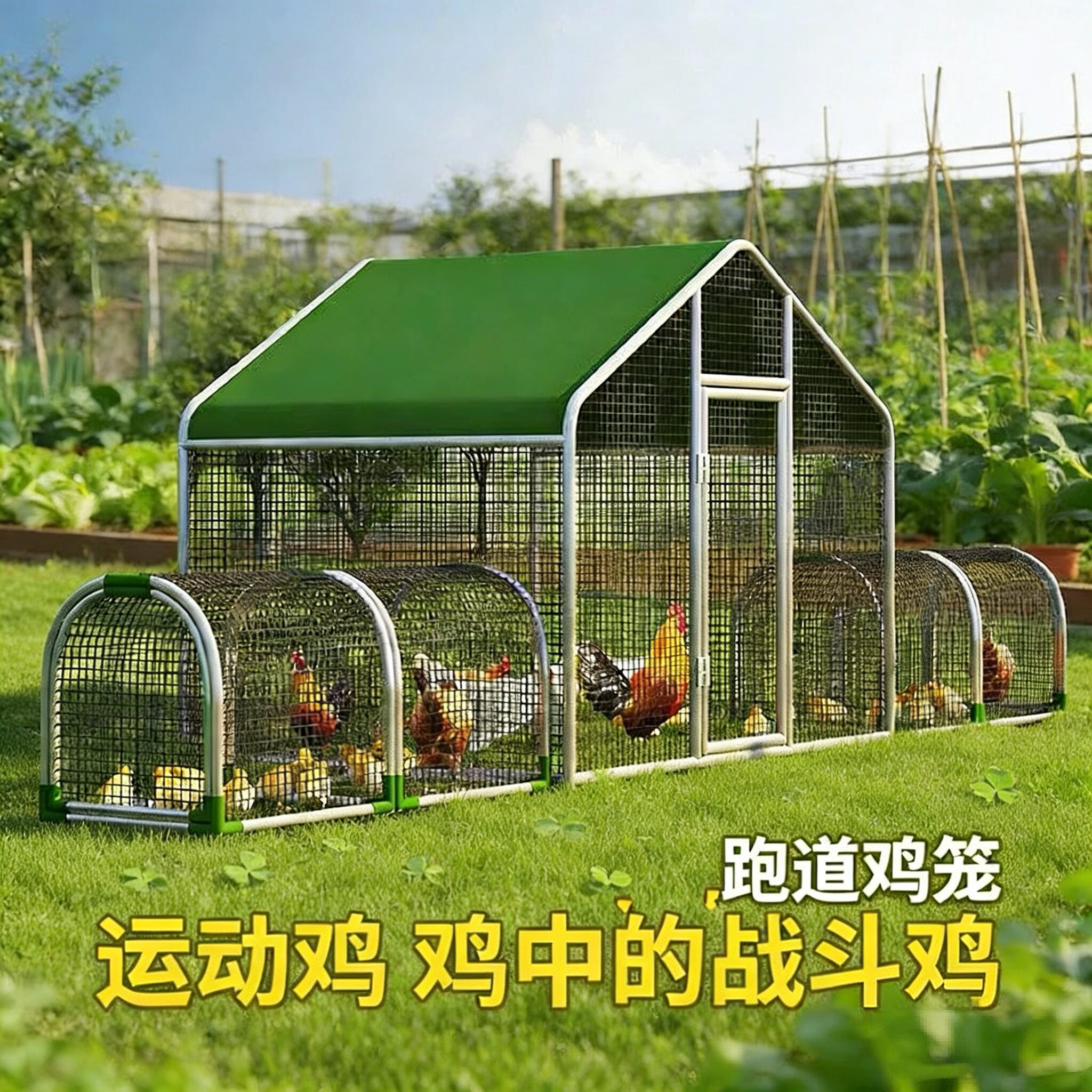 家禽散养鸡笼养鸡隧道式鸡笼走地鸡笼子养鸡跑道笼室外新型养殖笼图片