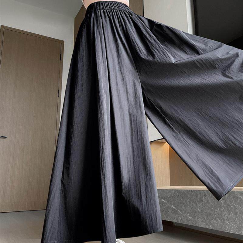 黑色山本裙裤女夏季2026新款垂感棉麻高腰半身裙小个子冰丝阔腿裤