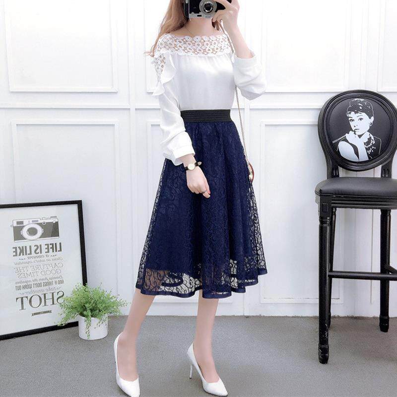 2026秋季新款高腰网纱裙蓬蓬裙蕾丝半身裙子显瘦A字裙中长裙伞裙