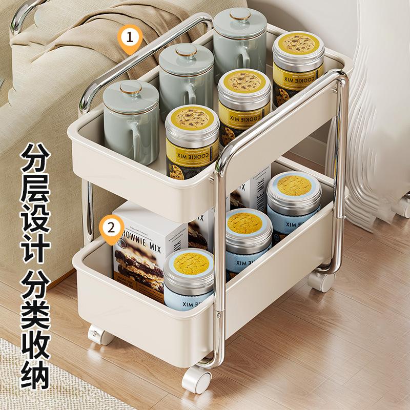 零食小推车落地分层金属多功能整理架客厅简约可移动杂物放置碳钢
