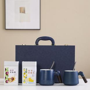 定制 陶瓷马克杯带茶水过滤手柄大容量轻奢高级感伴手礼办公杯套装