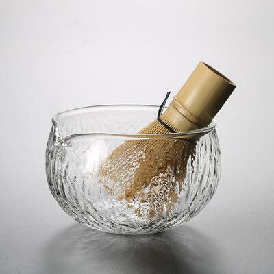 日式抹茶碗带嘴玻璃茶碗陶瓷茶具