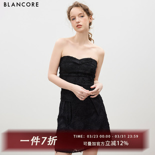新款 2025夏季 剪花肌理收腰抹胸背心上衣女 设计师品牌BLANCORE