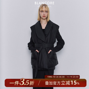 加厚不对称袖 23冬新款 子可拆卸两穿羽绒服 设计师品牌BLANCORE