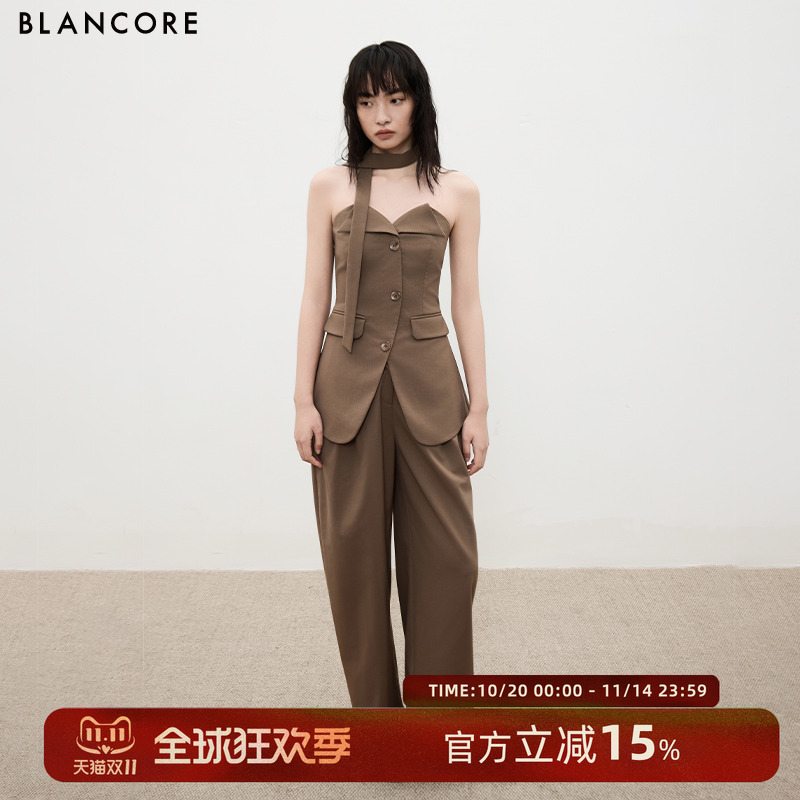 BLANCORE老钱风阔腿西装长裤