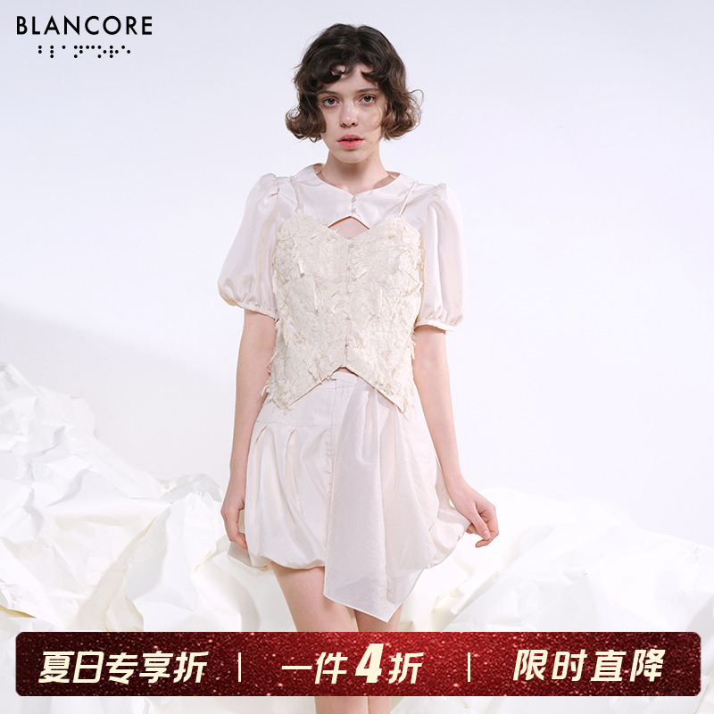 蕾丝BLANCORE甜美假两件