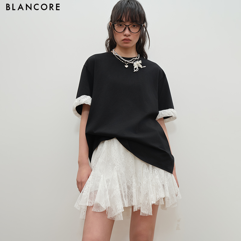BLANCORE袖口扭扭蕾丝T恤