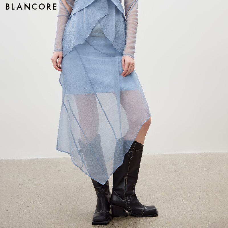BLANCORE斜裁肌理纱质解构半裙