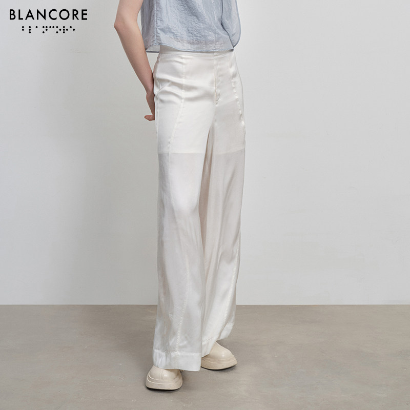 【设计师品牌BLANCORE】2024夏季新款设计感弧形拼接纱质长裤,女装/女士精品,休闲裤,淘宝优惠券,粉丝福利购,淘宝优惠卷