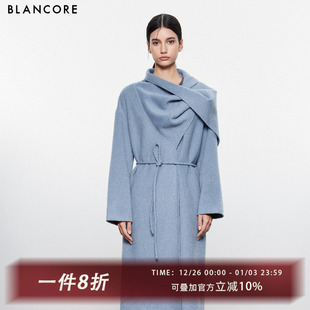 设计感围巾装 新款 2024冬季 饰大衣风衣外套 设计师品牌BLANCORE