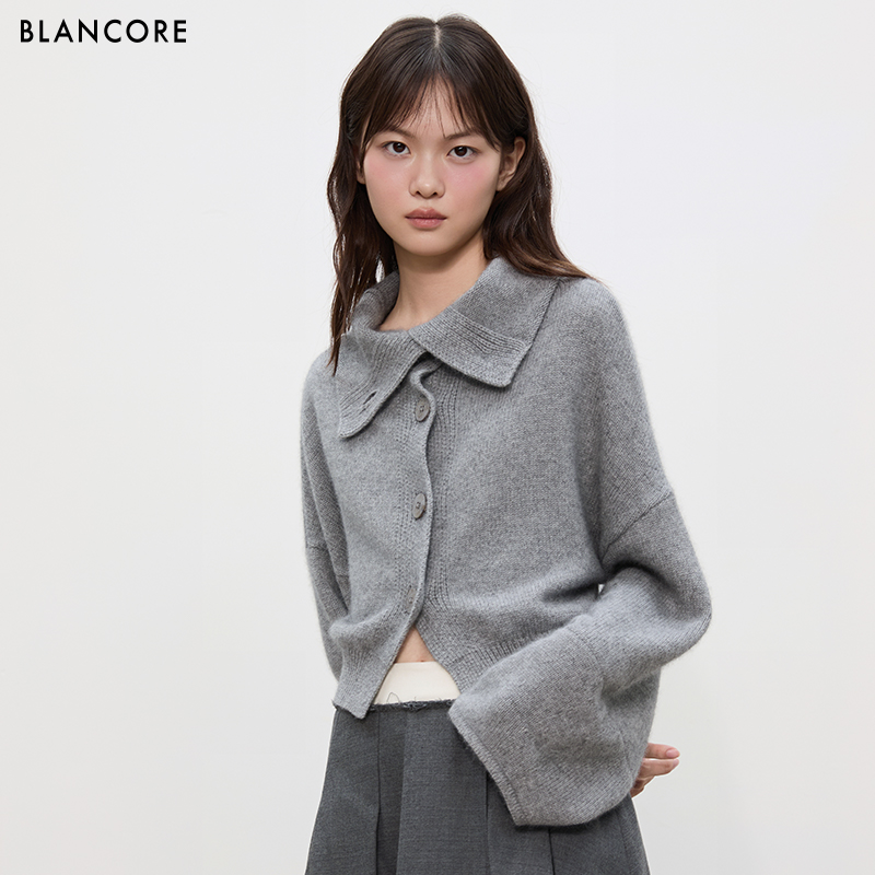 BLANCORE浣熊绒兔毛高腰针织毛衣