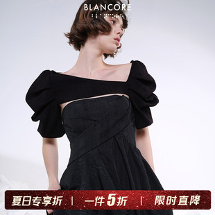 搭配神器泡泡袖 新款 设计师品牌BLANCORE 坎肩短上衣 夏季