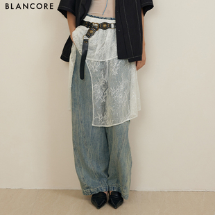 【设计师品牌BLANCORE】2025夏季新款外搭叠穿镂空薄透蕾丝屁帘女