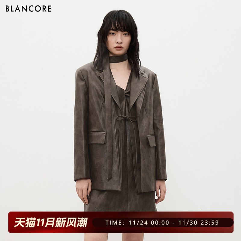 BLANCORE宽松廓形宽松皮西装外套