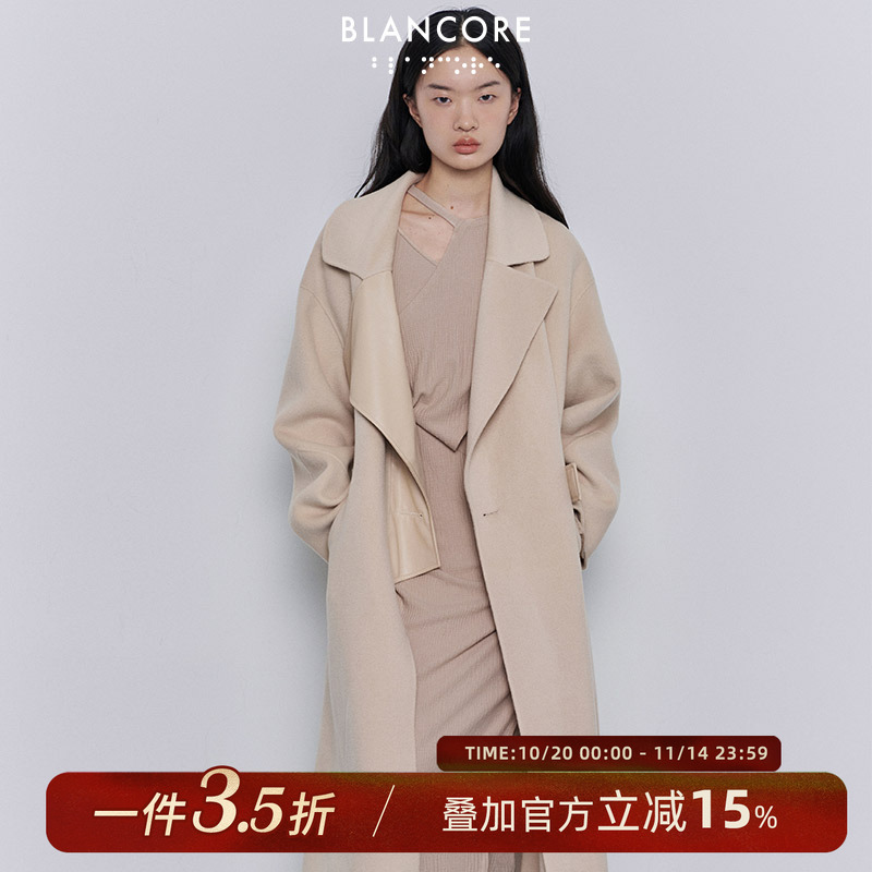 BLANCORE廓形毛呢外套翻折领大衣