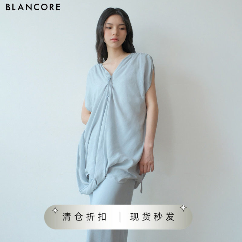 【设计师品牌BLANCORE】2025夏季新款立体裁剪两面穿扭结上衣女