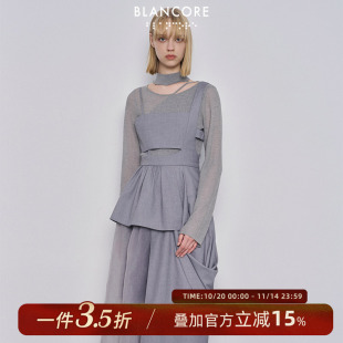 新款 2023冬季 设计感镂空叠穿连衣裙 设计师品牌BLANCORE