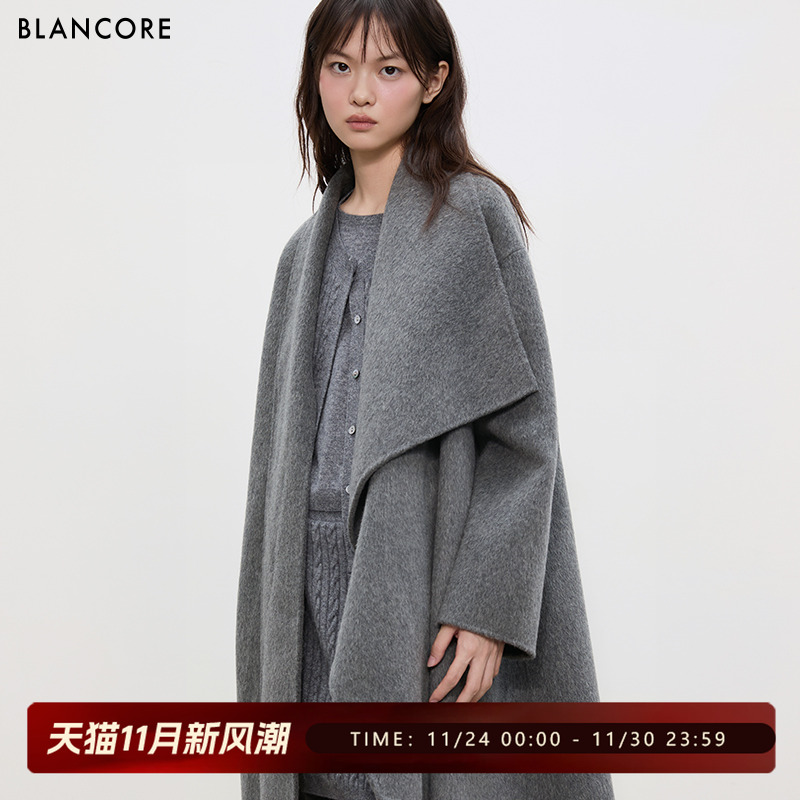BLANCORE桑蚕丝中长款羊毛大衣