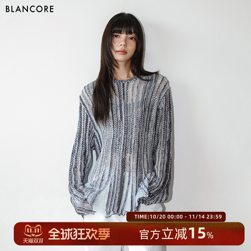 BLANCORE薄款镂空针织衫上衣女