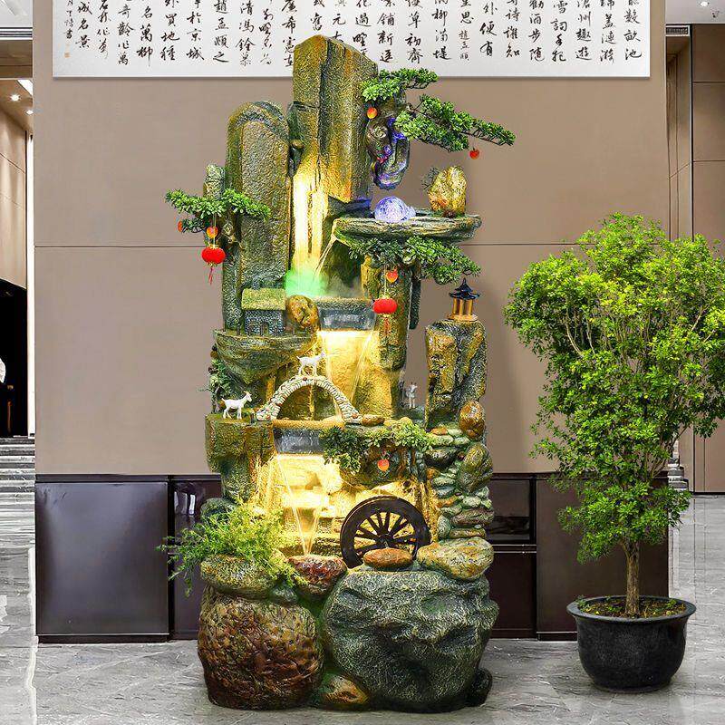 禅c意假山陶罐流水喷泉风水轮鱼缸客厅庭院办公室景观客厅开业摆