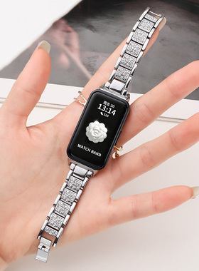 适用华为手环10表带9/8nfc版金属满仿钻腕带表链智能运动荣耀手环9手表链七八九擎云HA580替换带个性潮女高级