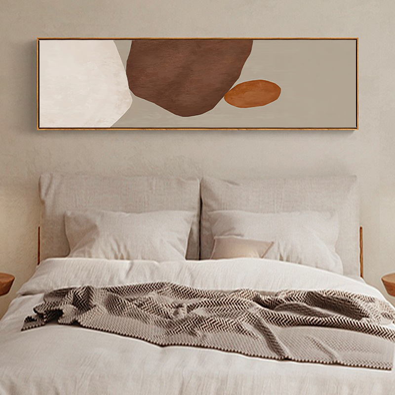 侘寂风卧室床头装饰画大幅抽象日式晶瓷挂画简约软装极简壁画横图片