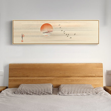 日系原木风卧室床头客厅装饰画和风简约榻榻米主卧背景墙横幅挂画
