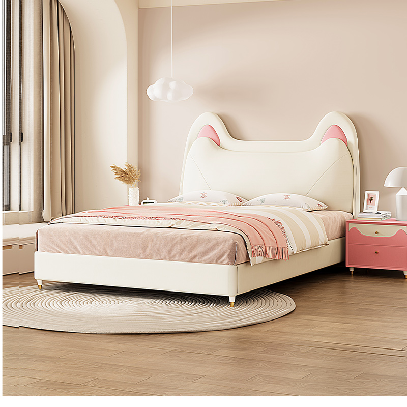 顾家家居儿童床男孩女孩儿公主床猫耳朵单人床简约卧室奶油风床