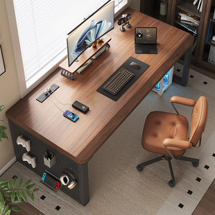 实木大板洞洞板电脑桌台式家用办公桌工作台学习写字桌双人电竞桌