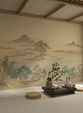 墙纸8d立体宋氏美学山水背景墙壁布客厅装饰壁纸卧室网红墙布壁画