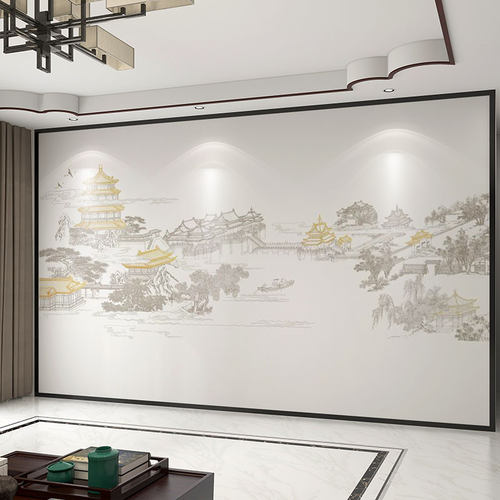 3d立体山水背景墙【全国上门贴】