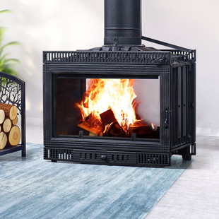 别墅铸铁壁炉家用燃木真火取暖炉客厅装 背景墙烤火柴炉 饰嵌入式
