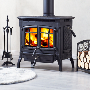 铸铁燃木真火壁炉现代家用采暖农村别墅民宿独立烧柴取暖功率31KW