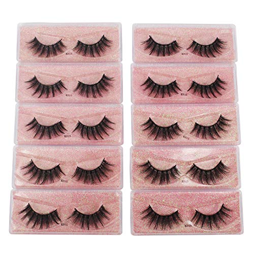 Vayator 10 Pairs 3D Faux Mink Hair Soft False Eyelashes Fluf-封面