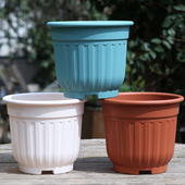 高颜值塑料花盆欧式 帝罗马树脂仿陶瓷花盆竖纹桌面阳台圆形加厚