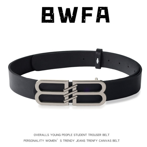BWFA网红皮带男款百搭时尚双B字母腰带设计感男女个性潮流年轻人
