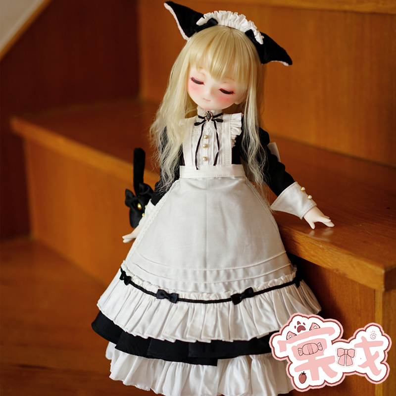 【棠戏BJD】衣服【喵屋】黑猫 4分 熊妹 长裙女仆装可爱制服娃衣